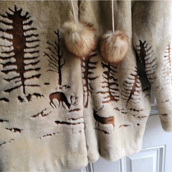 Northern Lifestyle Womens S Deer Forest Satin Lined Faux Fur Hood Vintage Jacket - Picture 2 of 16